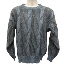 VTG Peter England Crewneck Sweater Mens Large Black Blue 3D Grandpa Geom... - $47.49