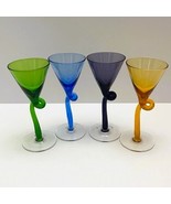 Vintage Italian Mid-Century Handblown Knotted Stem Color Shot Glasses (5... - $43.30 CAD