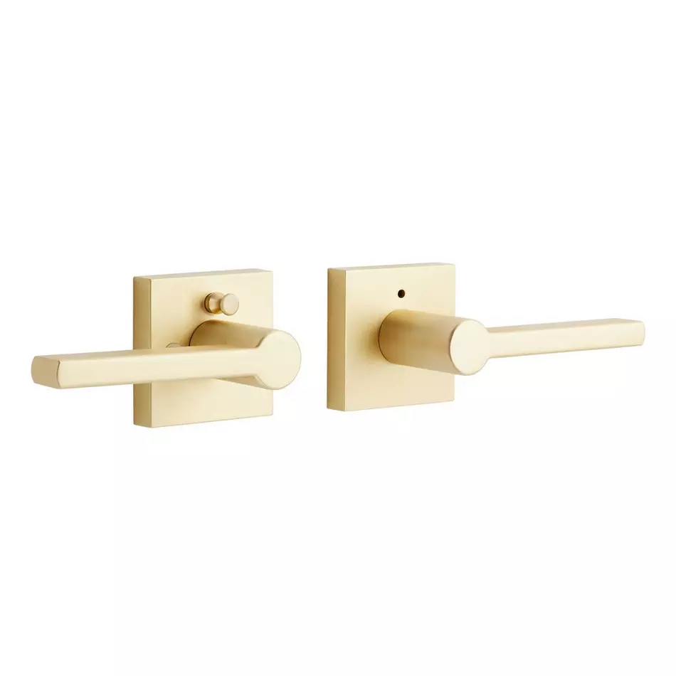 Signature Hardware 466719 Mabry Privacy Set, Lever Handles - Satin Brass - $40.90