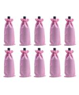 Viamto 10pcs Pink Burlap Wine Bags Drawstring Lining 15x35cm Gift Pouches - $284.13 MXN