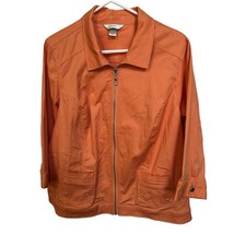 CJ Banks 1X Orange Denim Like Jacket Cotton Spandex Pockets Spring Easter Read - $22.76