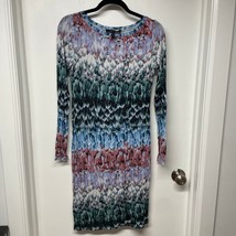 BCBGMaxazria Women Feather Print Long Sleeve Voletta T-Shirt Dress Size Medium - £26.74 GBP