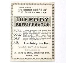 Eddy Refrigerator Boston Mass 1897 Advertisement Victorian Appliance ADB... - $10.00