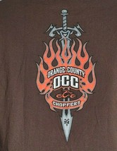 Orange County Choppers OCC Brown Long Sleeve Flames Motorcycles Shirt Large Mens - £13.62 GBP