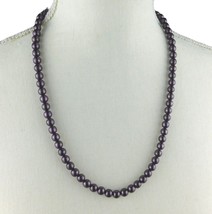 Vintage Worthington Necklace Plum Purple Color Tone Imitation Pearl Beads 22&quot; L - £11.25 GBP
