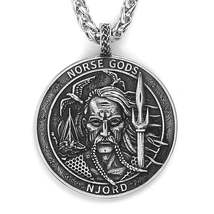 Norse God Njord Coin Necklace | The Helm of Awe Ancient Mythology Amulet Pendant - £18.44 GBP