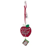 Glass Baron Handcrafted Teacher Books Apple Hanging Ornament New in Box Red - £11.00 GBP