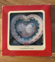 Carlton Cards Heirloom Ornament 1991 A MOTHER IS LOVE HEARTS Box Christmas - $12.37