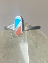 Turquoise coral ring southwest  sterling silver women girls n - £22.58 GBP