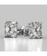Year Earrings Classic Four-Claw Square Diamond Zircon Earrings Copper Wh... - £7.85 GBP