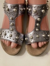 Earth Grove Fuji Violet Sandals Shoes Pearl Studded Hook &amp; Loop Closure 7M  - £19.28 GBP