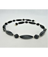 Vintage Costume Jewelry, Black Plastic, Lucite, Bead Necklace, Mid Centu... - $14.72 CAD