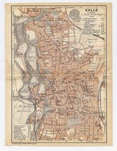 1910 Original Antique Map Of Halle City / Saxony Sachsen Anhalt Germany - £19.06 GBP