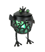 Scratch &amp; Dent Metal Frog Green LED Solar Garden Statue Accent Light - $39.59
