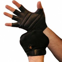 Weightlifting Gloves Real Leather Padded with Lycra Back - £7.81 GBP