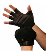 Weightlifting Gloves Real Leather Padded with Lycra Back - £7.43 GBP