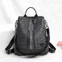 Leather Both Shoulders Backpack School Bags For Teenage Girls Trend V Form Women - £63.74 GBP