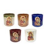 3 3/8&quot; Greek Orthodox Ceramic Candle Cup Vigil Oil Lamp Glazed Virgin Ma... - £11.79 GBP