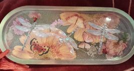 Dragonflies and Wildflowers Trinket Tray Dish Coins Keys Bits and Treasu... - $14.95