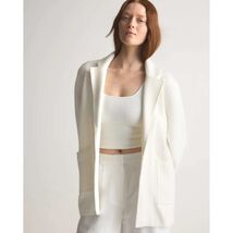 QUINCE Women's S Cream Organic Cotton Blazer Cardigan Quiet Luxury Minim... - $38.61
