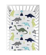 Fitted Crib Sheet for Blue and Green Modern Dinosaur Baby/Toddler Beddin... - £32.52 GBP