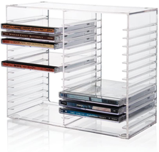 Stackable Clear Plastic CD Holder Holds 30 Standard CD Jewel Cases NEW - £22.01 GBP