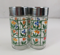 Vintage 1983 Anchor Hocking Nina Clear Glass Floral Design Salt &amp; Pepper... - $13.57
