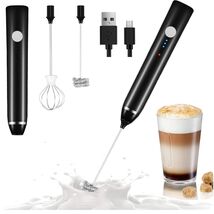 Rechargeable Milk Frother Wand with 3 Speed Settings - Brew Café-Quality... - $34.60