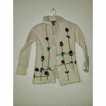 Jessica Holbrook Cardigan Sweater Women&#39;s Small Floral Button Up 100% Wo... - $24.00