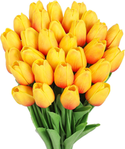 Artificial Tulip Flowers 30Pcs, Real Touch Fake Fall Flowers for Vase Kitchen We - £27.43 GBP