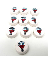 10 Hot Air Balloons Ceramic Beads 1&quot; Disc Peru Horizontal 2 mm Hole Heli... - $12.86