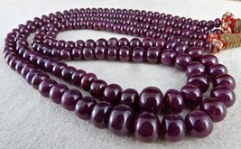 Natural African Untreated Ruby Beads Round 2 L 446 Ct Red Gemstone Fine Necklace - £1,604.53 GBP