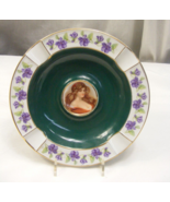 Vintage Bavaria Germany Purple Floral Rim 7&quot; Ashtray Center Lady 4-south - $734.95 MXN