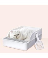 Sleek And Stylish Large Semi-Enclosed Plastic Cat Litter Box - £30.46 GBP+