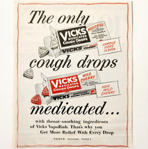 1957 Vick&#39;s Medicated Cough Drops Advertisement Throat Cough Medicine DWJJ2 - $369.57 MXN