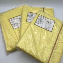 Vtg 3 Pc Sheet Set Yellow Sears Twin Perma Prest Muslin Bed 1 Fitted 2 Flat - $37.39