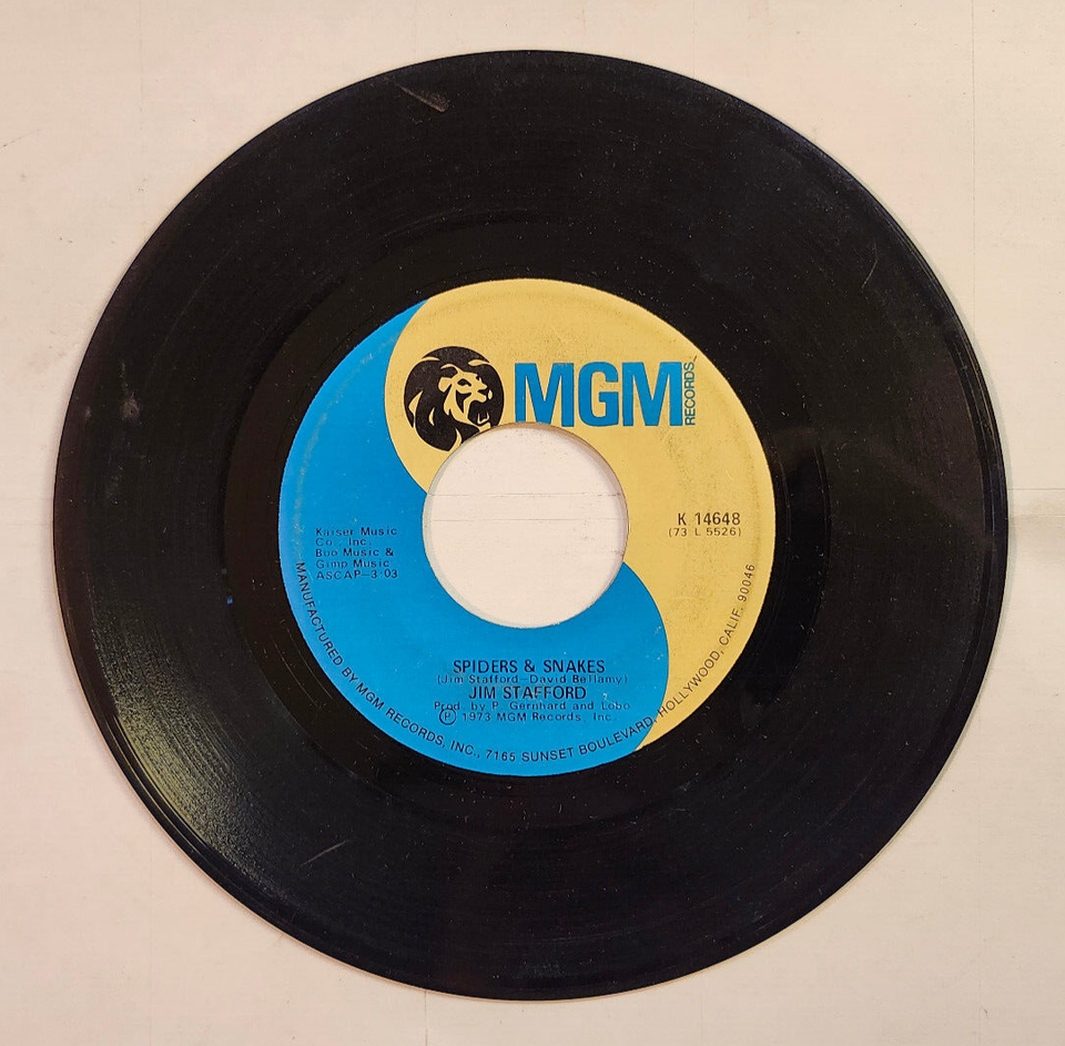 Jim Stafford Spiders &amp; Snakes 7&quot; Vinyl Record 1973 MGM Records K 14648 D... - $0.98