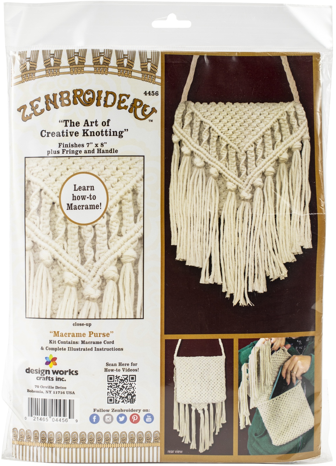 Design Works/Zenbroidery Macrame Purse Kit 7"X8"- - $20.97