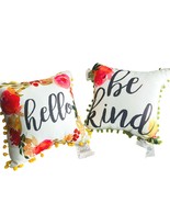 2 Spring Throw Pillow 12X12 Happy Be Kind Bright Pastel Florals Transpac... - £29.20 GBP