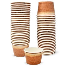 48 Count Rustic Wood Slice Treat Snack Cups 10 Oz. Brown Wooden Cut Timber Dispo - £26.95 GBP