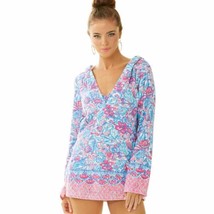 Lilly Pulitzer Higgs Terrycloth Swim Hoodie Cover Up Pinchers Picnic Print - £48.88 GBP