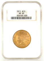 1911 US Indian Head Gold Eagle Coin NGC MS62 - $3,148.24