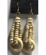 Handmade Buffalo Bone Beads Dangling Earrings #205 - £7.85 GBP