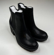 sun   Stone NWOB Morghan zip up black leather women’s 8M high heel booties F6 - £20.24 GBP
