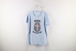 Vintage 90s Streetwear Womens Large Faded Christian Jesus He&#39;s In My DNA T-Shirt - £31.61 GBP
