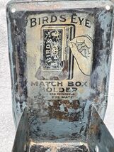 Antique Birds Eye Match Box Holder w Blue Paint Tin Litho 6 1/4 x 4 x 3.... - $12.38