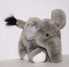 Base 4 Stuffed Animal Elephant 6&quot; Gray Plush White Feet Base4 Small Soft Toy - £6.78 GBP