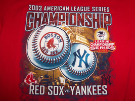 MLB 2003 Championship New York Yankees Baseball Team Red T Shirt M - $17.95