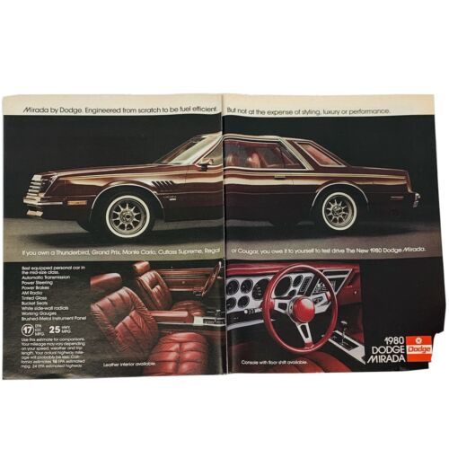 1979 Dodge Mirada CMX Vintage Magazine Print Ad Full Color 16&quot; x 11&quot; - $6.62