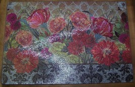 Glass Cutting Board - 12&quot; X 8&quot; - Multiple Uses - Floral Design - New! - £15.89 GBP